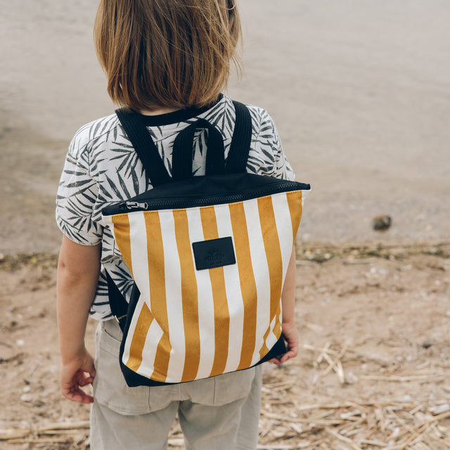 Kids Backpack Striped Yellow and White